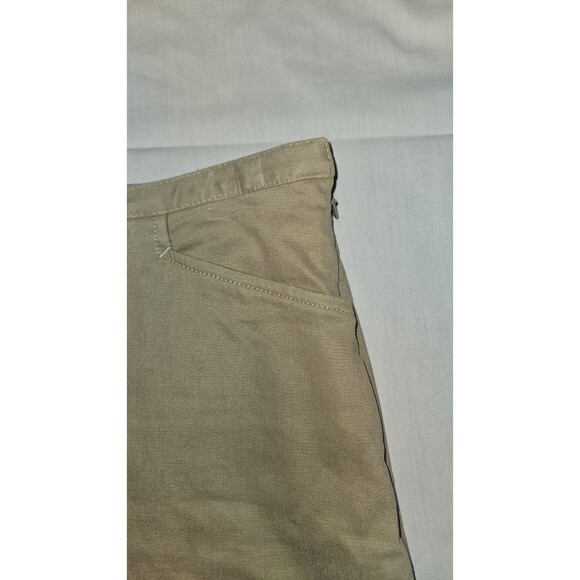 Talbots Chino Front Pleat Knee Length Khaki Tan Skirt Stretch Pockets Size 4 - Picture 3 of 8